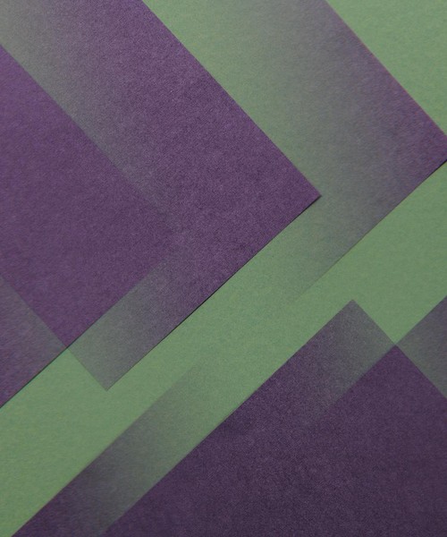 Modern abstract image featuring overlapping purple shapes on a green background, perfect for creative design use.